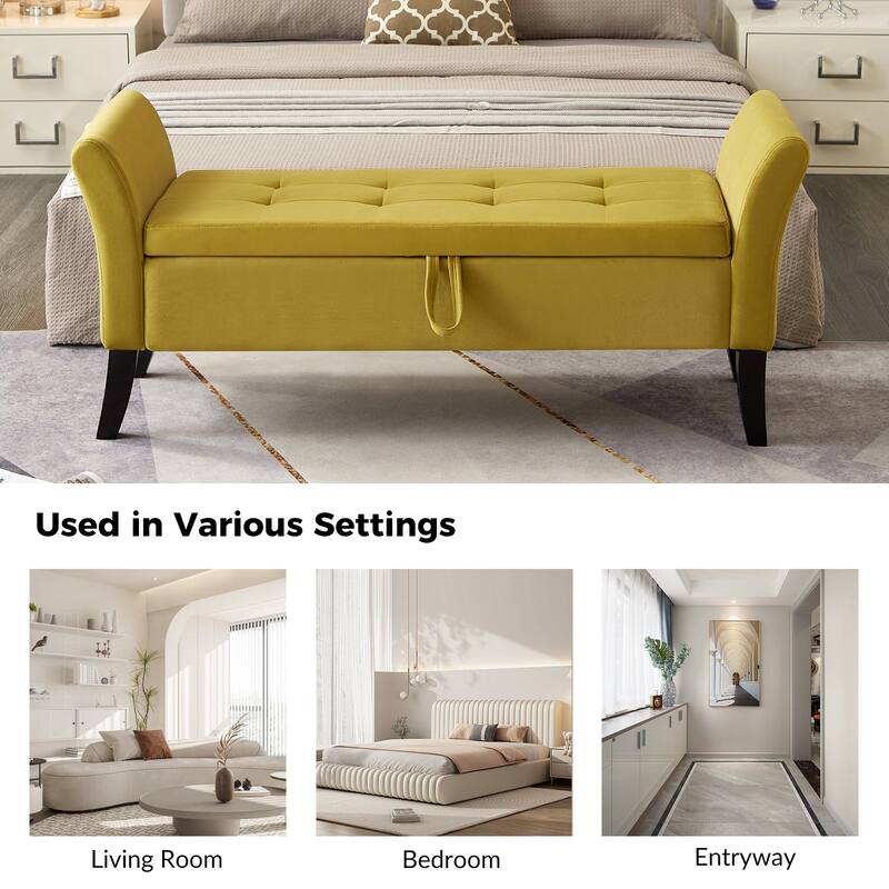 Ramiro Contemporary Velvet Storage Bench by HULALAHOME