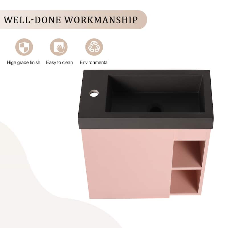 20" Floating Bathroom Vanity with Soft-Close Door and Resin Sink, Space-Saving Wall-Mounted Design