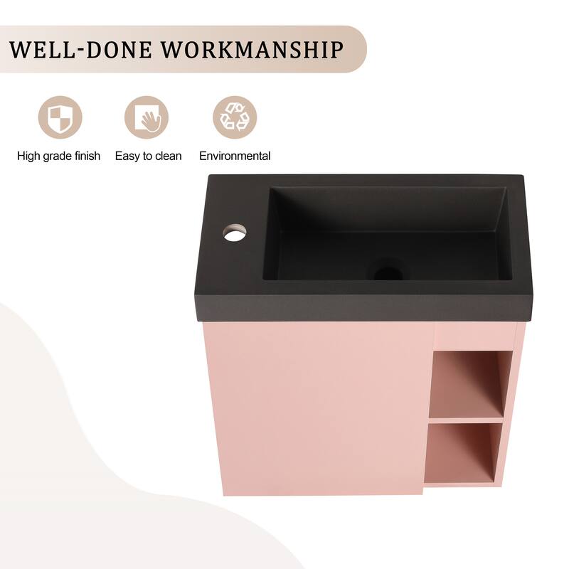 20'' Wall-Mounted Bathroom Vanity with Resin Sink & Soft-Close Door - Compact & Durable Design