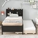 preview thumbnail 3 of 7, Espresso Platform Bed with Bookcase, Twin Trundle, Drawers