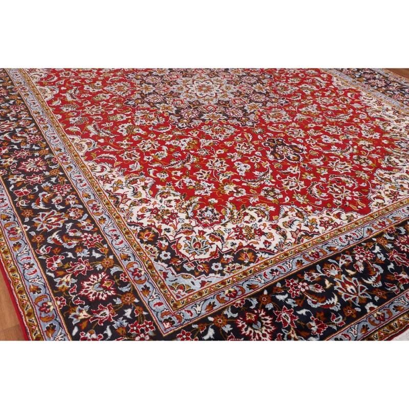 Kashan Turkish Area Rug Machine-Made Oriental Red Carpet - 9'7" x 12'6"