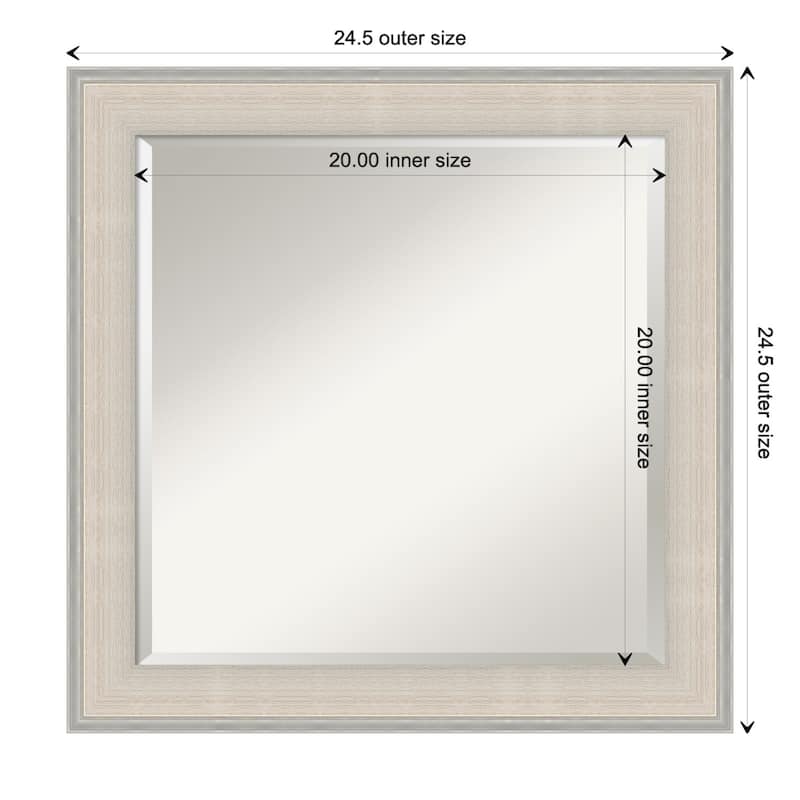 Cottage White Silver Beveled Wood Framed Wall Mirror - Cottage White Silver - Glass Size 20x20