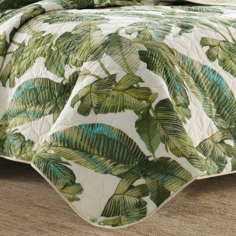 Tommy Bahama Fiesta Palms Green Cotton Reversible Quilt Set