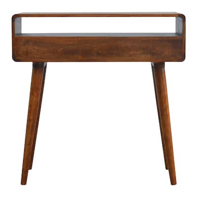 Mid-Century Modern Wood Curved Console Table With Strong Legs