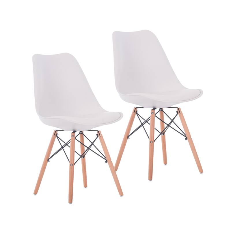 Porthos Home Mid-Century Modern Dining Chairs Set of 2 with Cushion - White