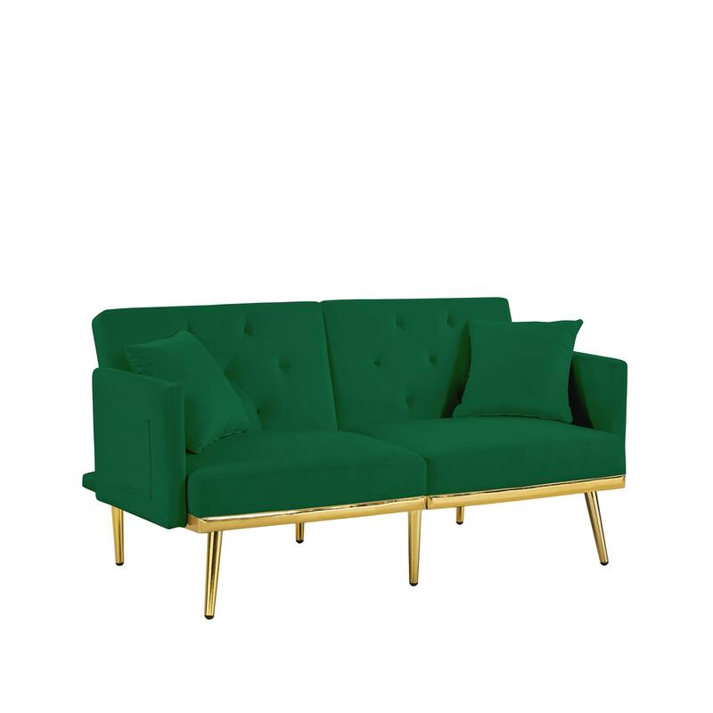 MidCentury Modern Velvet Padded Sofa Bed Seat Convertible Futon