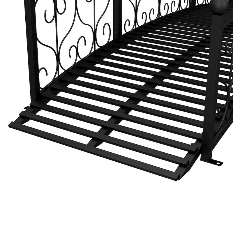 Outsunny 7' Metal Arch Garden Bridge with Safety Siderails, Decorative Arc Footbridge with Delicate Scrollwork "S" Motifs