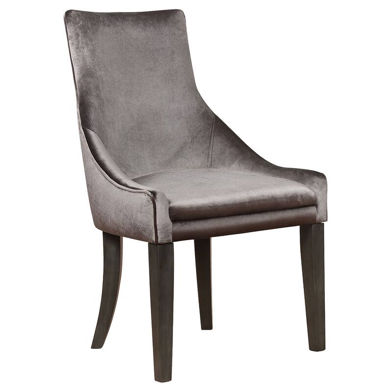 Phelps Grey Velvet Upholstered Dining Side Chair (Set of 2) - Set of 2 - Grey - Short