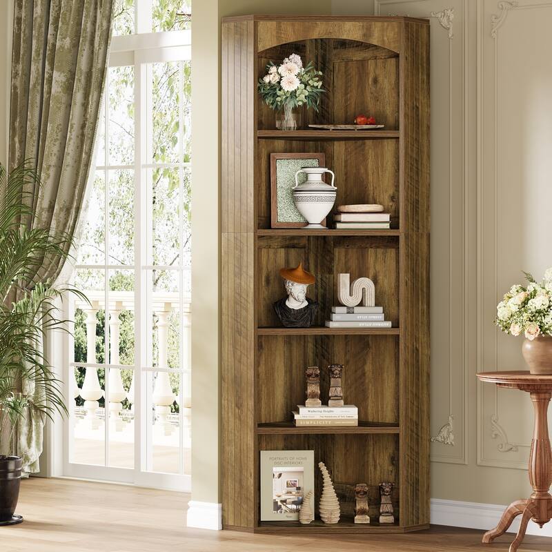 Freestanding Corner Storage Cabinet, 70.9" Tall Corner Bookshelf
