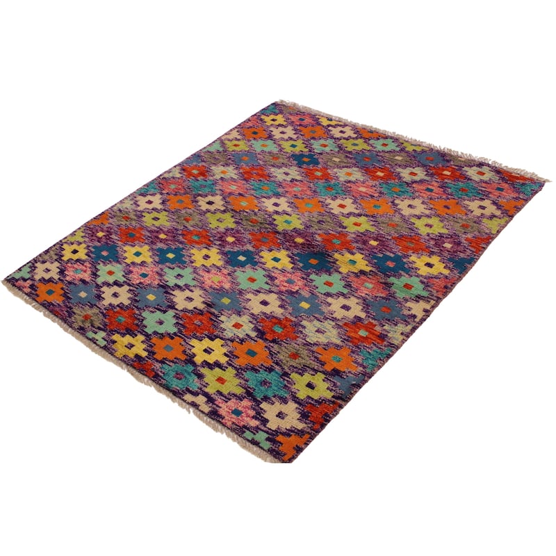 Shabby Chic Balochi Alexander Purple/Rust Hand Knotted Wool Rug - 3'3'' x 5'0''
