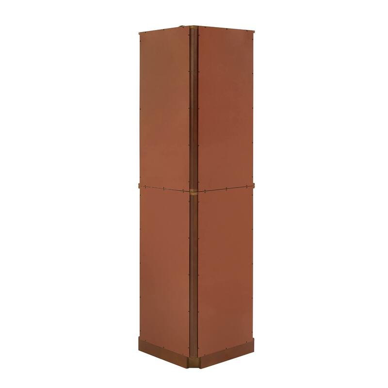 Lighted Corner Curio Display Cabinet with 6 Adjustable Glass Shelves and Mirrored Back Panel