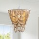 preview thumbnail 1 of 9, Boho Wood Beaded Chandelier Pendant Plug-in Chandelier Light 1-Light