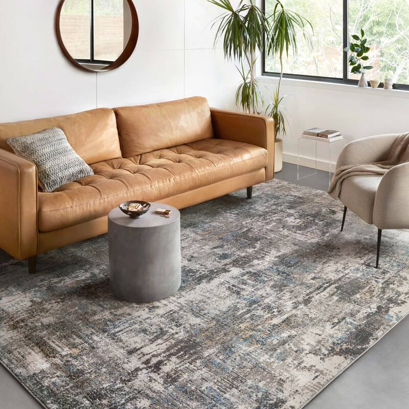 Alexander Home Glacier Abstract Area Rug - 7' 10" x 10' 4" - Slate/ Mist - Rectangle