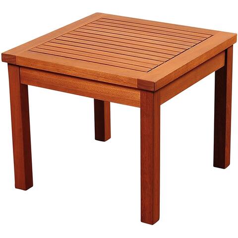 Amazonia Patio Side Table Eucalyptus Wood Square Outdoor Accent Table 19-in - Kingsbury