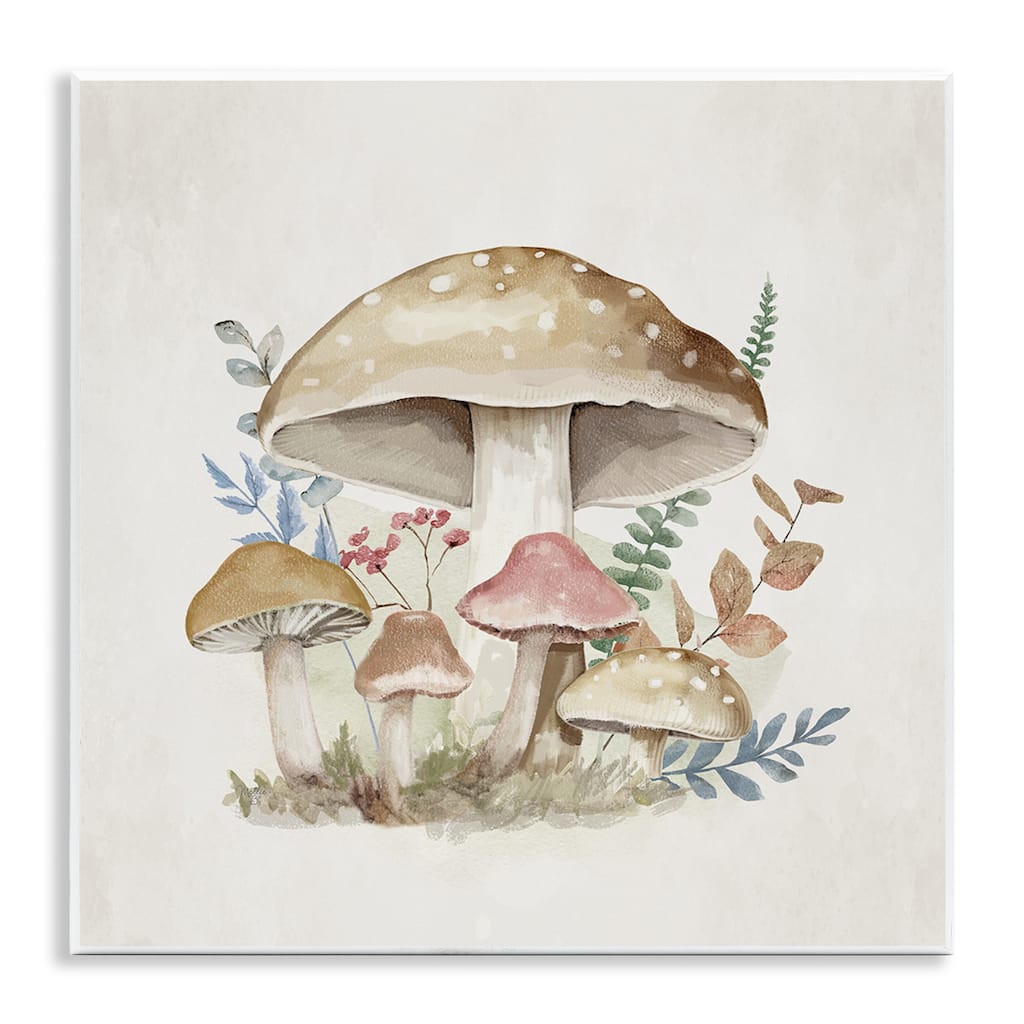 Stupell Neutral Cottage Mushrooms Wall Plaque Art Design By Mollie B.