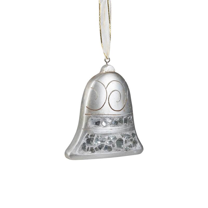 Bell Mosaic Style Christmas Ornament - 3" - Silver