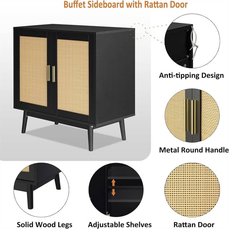 Sideboard Buffet Cabinet - 15.75"D x 31.5"W x 31.5"H