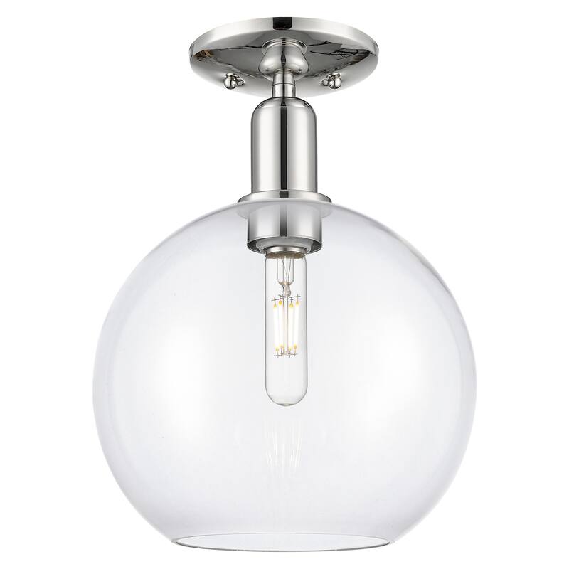 Innovations Lighting 716-1C-14-10 Athens Semi-Flush Athens 10" Wide - Polished Nickel / Clear