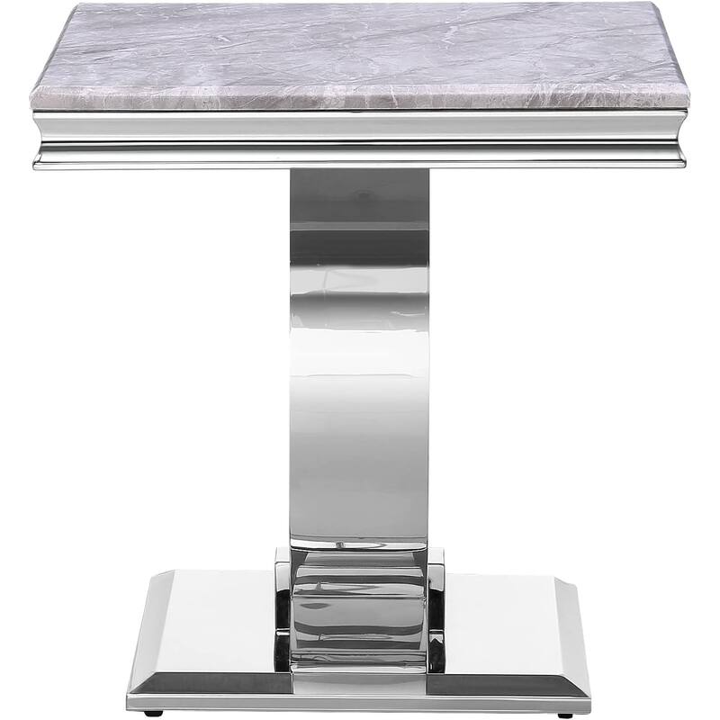 Modern metal End Table with Square Gloss Top and with metal U-shaped base