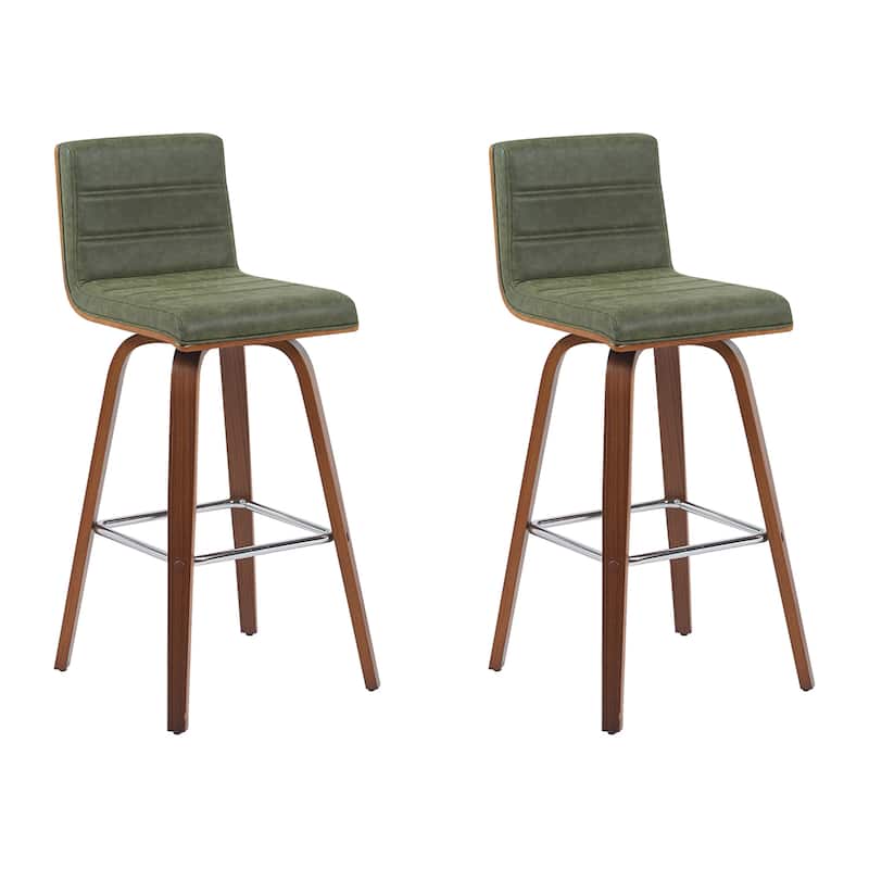 Skara Swivel Bar Stool, Upholstered Bar Height Chair with Bentwood Frame