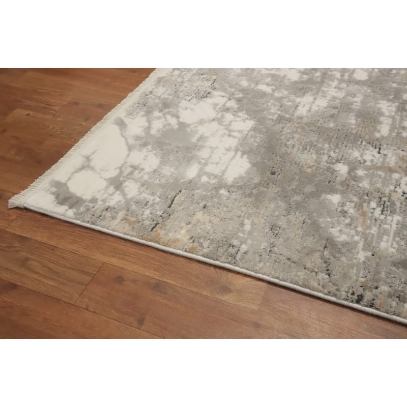 Machine Made Oriental Polyester Carpet Modern Abstract Greys & Charcoal Abstract Area Rug - 7' 5'' X 5' 2''