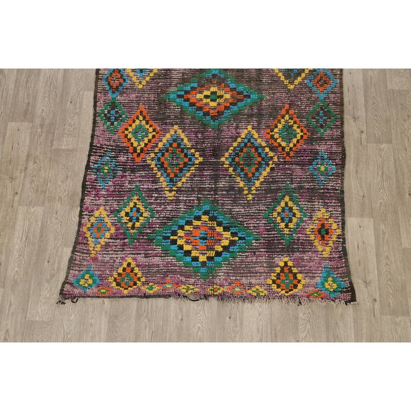 Antique Tribal Moroccan Oriental Wool Area Rug Handmade Foyer Carpet - 5'0" x 9'1"