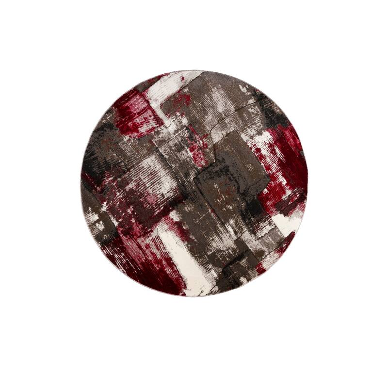 Rhodes Collection Abstract Area Rug - 7'11'' Round - Red/Brown