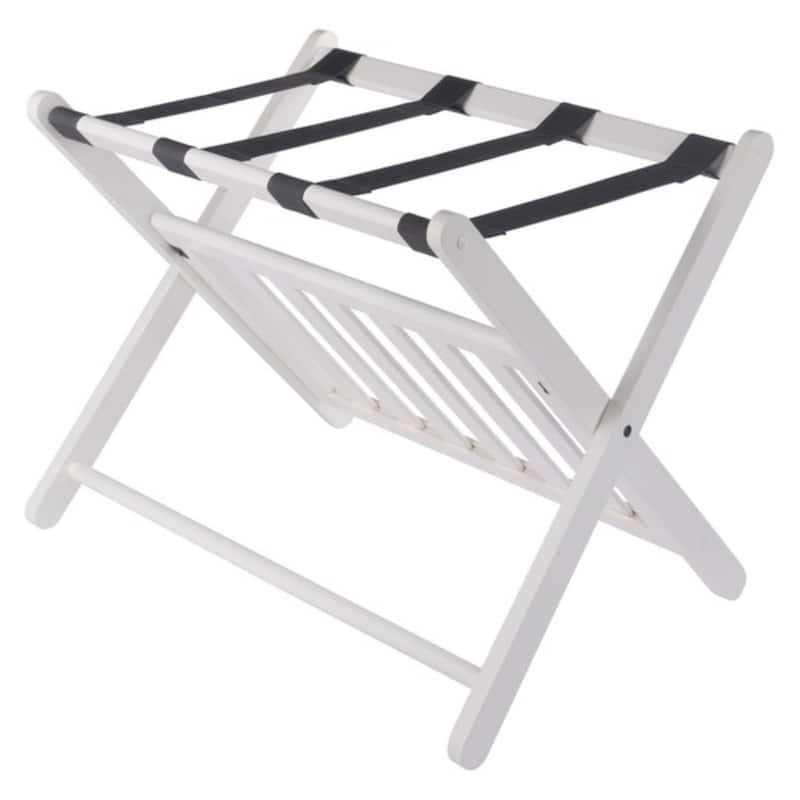 2-Tier Folding Luggage Rack with Shelf - 26.5" - White