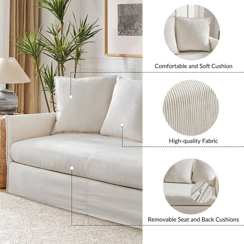 Gottfried 80" Slipcovered Sofa with Two Slipcovers by HULALA HOME