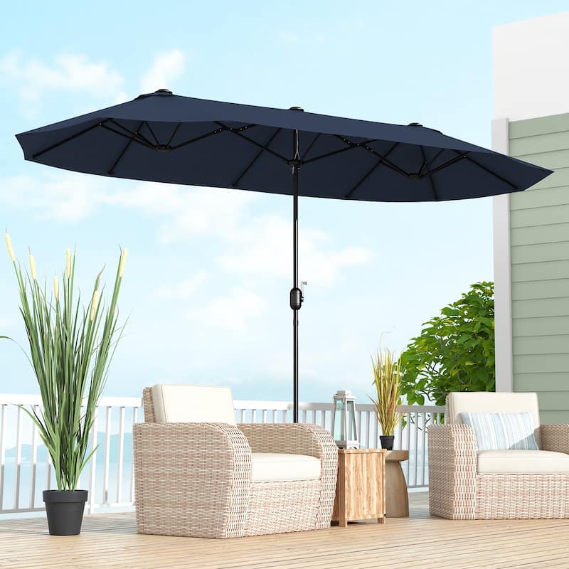 13FT Twin Table Patio Umbrella Double Sided with Crank for Outdoor Shade