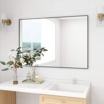 HOMLUX 26"x38" Rectangular Wall Mirror with Black Aluminum Alloy Frame Vanity Bathroom Mirrors Over Sink Wall