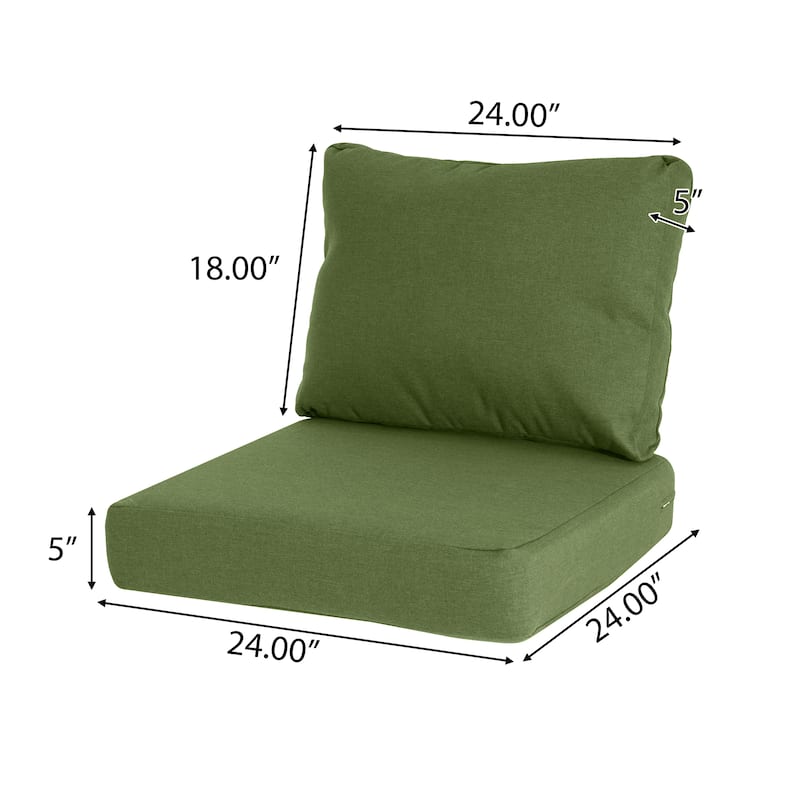 Roomfitters Noah Outdoor Club Chair Cushion Set with 5 Inch Thick Padding, Water Repellent Fabric