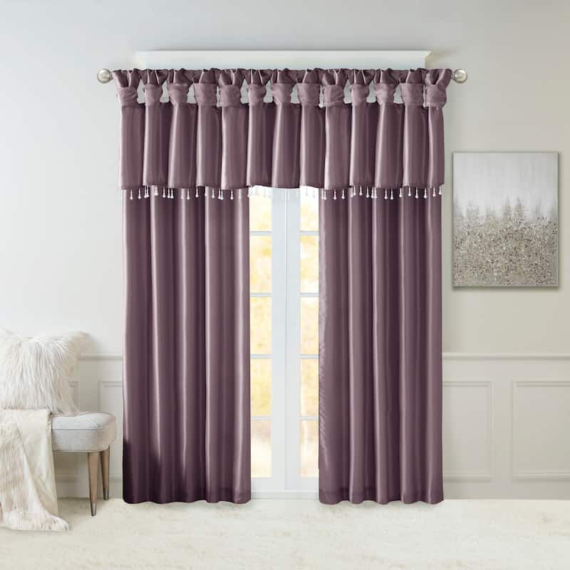 Madison Park Natalie Lightweight Faux Silk Valance with Beads - 50x26"