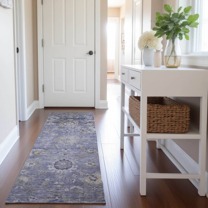Premium Washable Super Soft Traditional Vintage Mayfield Rug - Lavender - 2'3" x 7'6"