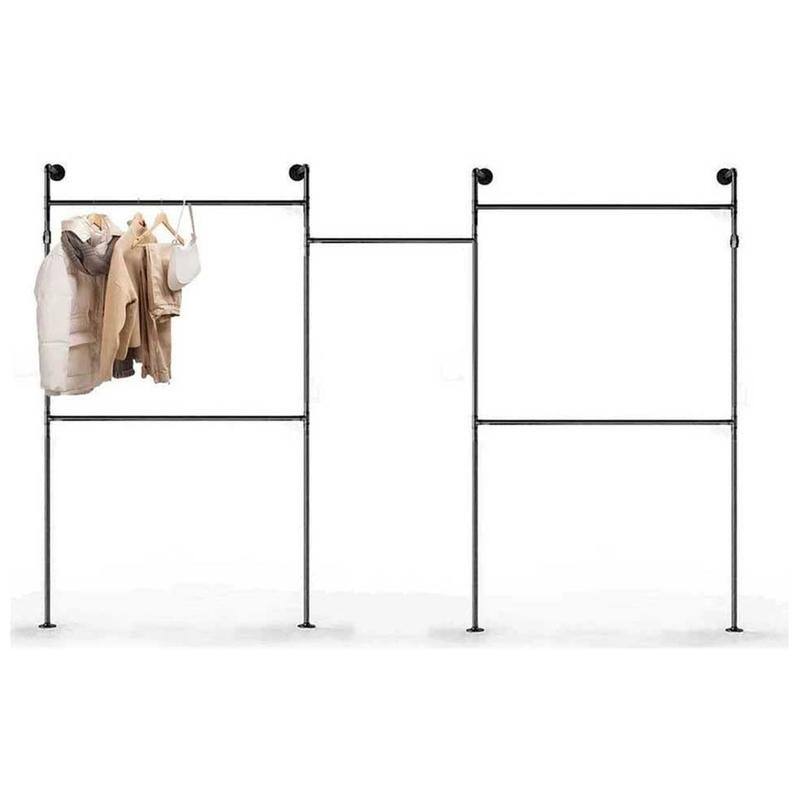 Industrial Pipe Clothing Rack - 12"D x 114"W x 84"H - Black-84" x 114"