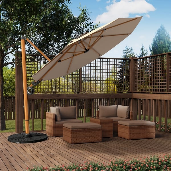 10 ft double vented patio umbrella 10ft 3 Tier Patio Umbrella Aluminum Sunshade Shelter Double Vented without Base-Tan StarWood Rack