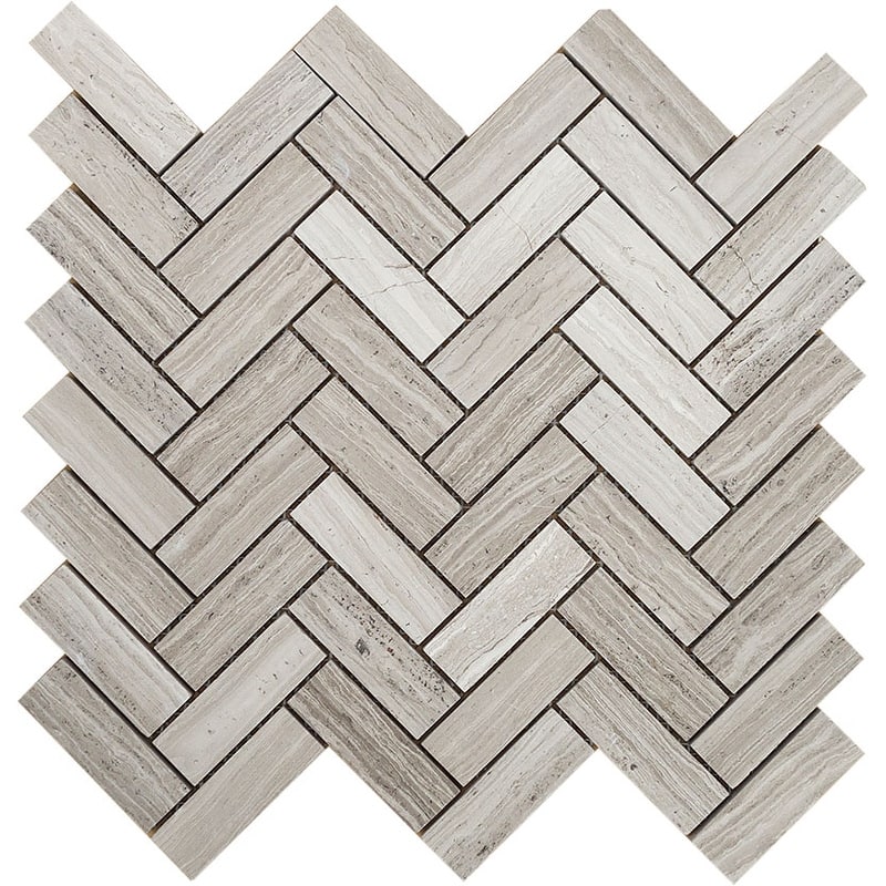 Slatewood Marble 1" x 3" Herringbone Polished Mosaic Tile