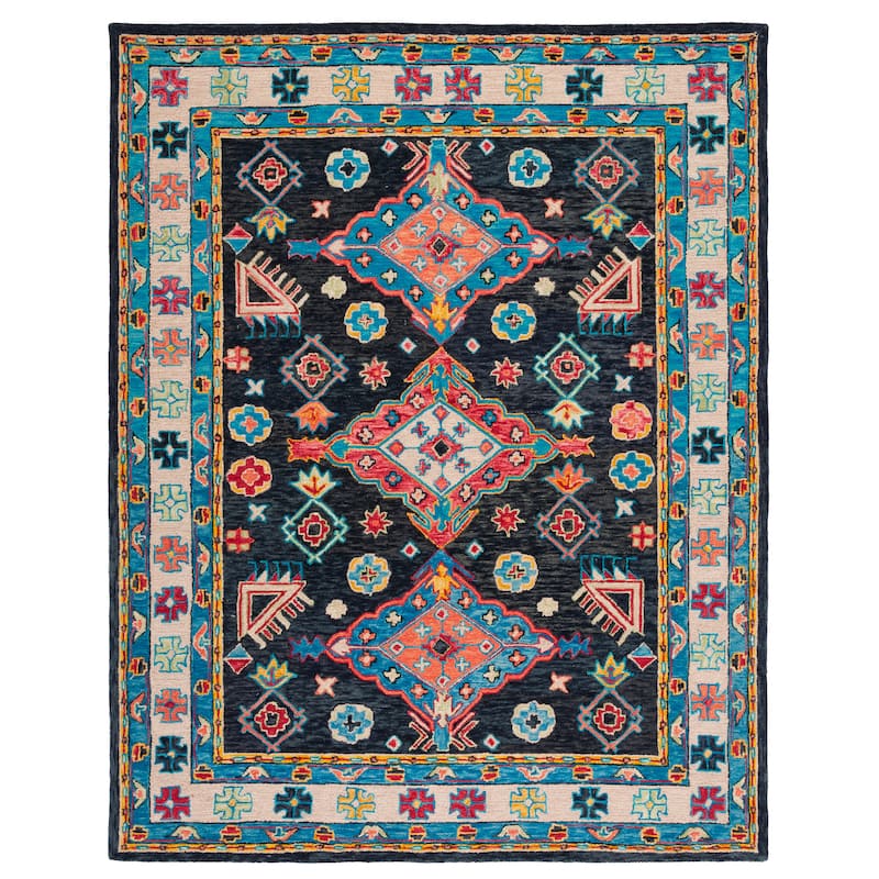 SAFAVIEH Handmade Aspen Sigurþora Bohemian Wool Rug - 11' x 15' - Charcoal/Blue