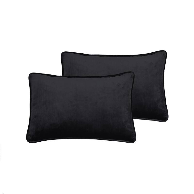 Sherry Kline Glendon Velvet Corded Edge pillow, zippered with Polyester Insert (Set of 2) - Black