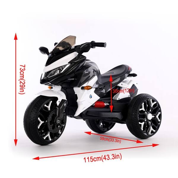 dimension image slide 1 of 8, 12V Kids Electric Ride-On Motorcycle with Manual Throttle, LED Wheel Lights, Bluetooth Music- Battery Powered Motorbike
