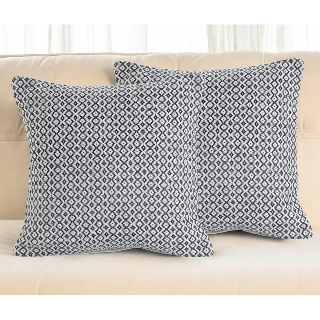 Set of Two Gray Chevron Cotton Throw Pillow
