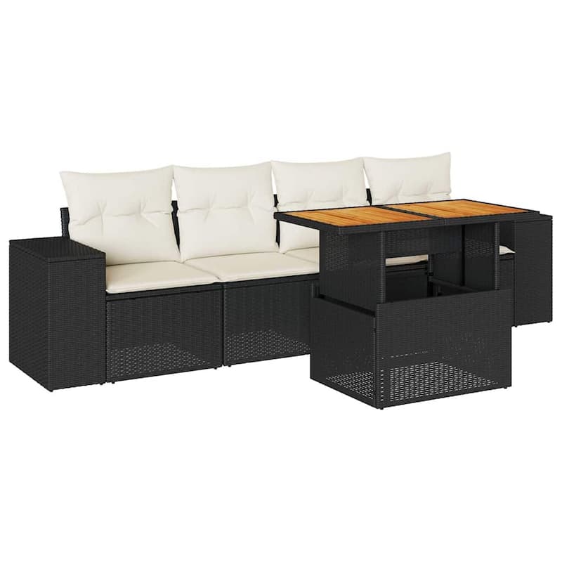 vidaXL Patio Sofa Set with Cushions Sectional Lounge Sofas 5 Piece Poly Rattan - 21.7 x 39.4 x 28.7