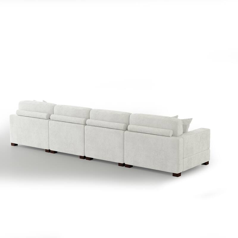 Modern Oversized Chenille Modular Sectional Sofa with Ottoman