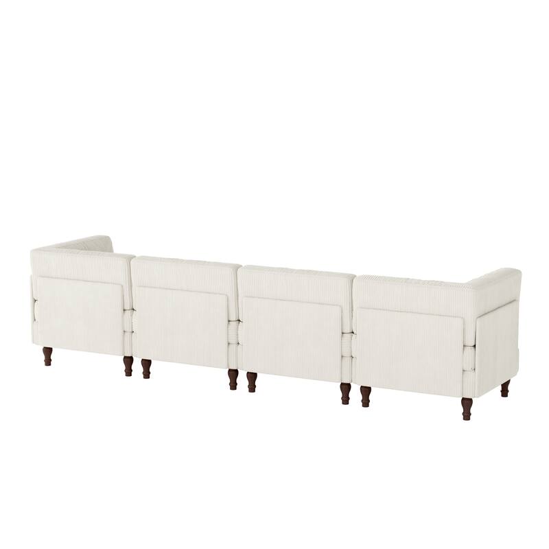UIXE 4-Piece Corduroy Upholstered Modular Sectional Sofa for Living Room