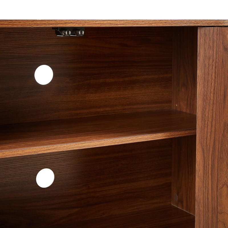 Wave Pattern Storage Cabinet, Stylish Wooden Sideboard with Pressed Spring Door