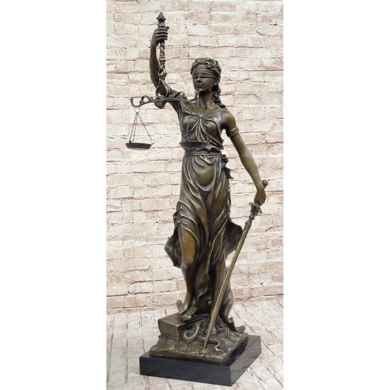 Themis Blind Lady Of Justice Bronze Sculpture Statue Lawyer Attorney Decor