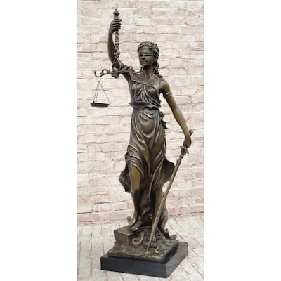 Themis Blind Lady Of Justice Bronze Sculpture Statue Lawyer Attorney Decor