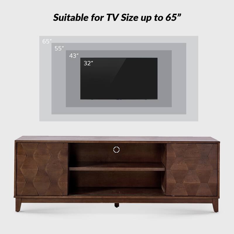 August Modern Media Console TV Stand with 2 Drawers and Sliding Doors for TVs up to 78" by HULALA HOME