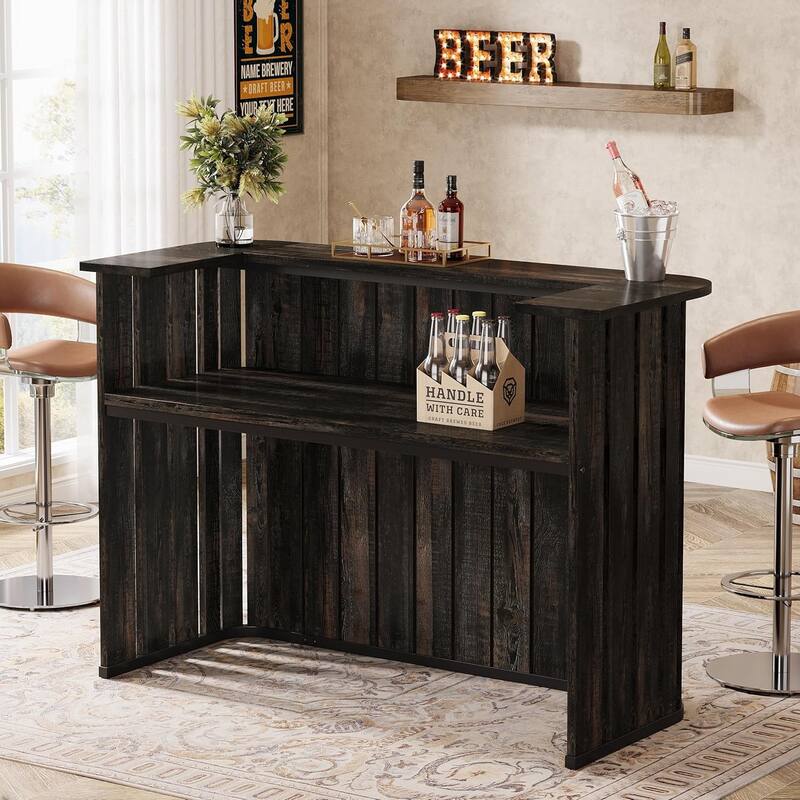 63-Inch Home Bar Unit, Farmhouse Liquor Bar Table