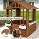 preview thumbnail 9 of 7, Natural White Fir Wood Kids Playhouse with Flowerpot Holders and Large Windows - 47.5" L x 38.5" W x 54" H